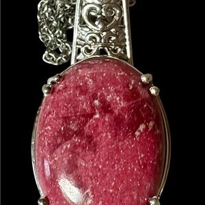 Elegant Pink Norwegian Thulite Gemstone Pendant Necklace